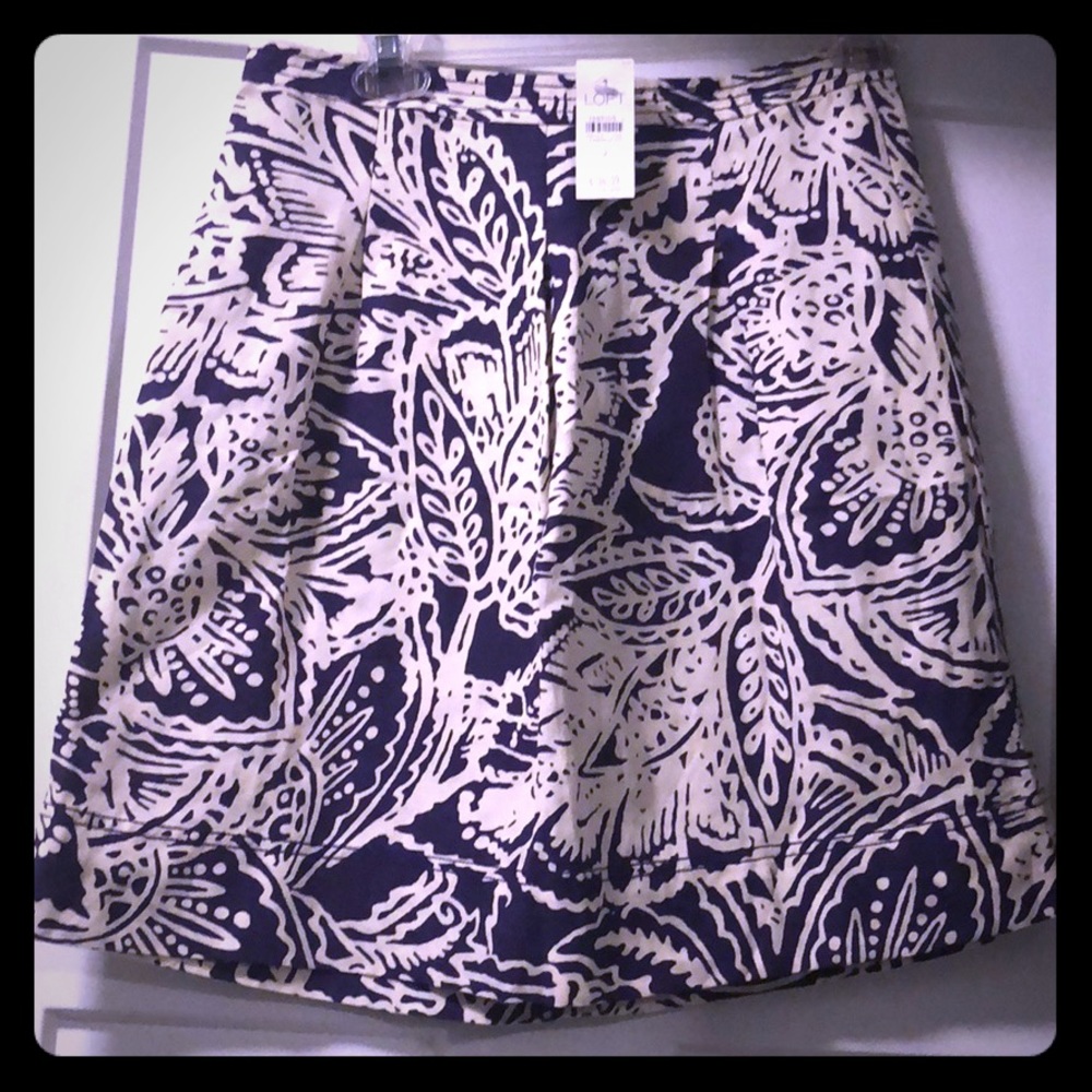 Anne Taylor LOFT Purple & Cream Skirt